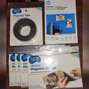 BUNDLE OF MAGNETIC TAPE STRIP, 8 MAGNETIC SHEETS & 100 HP 4" X 6" PHOTO SHEETS